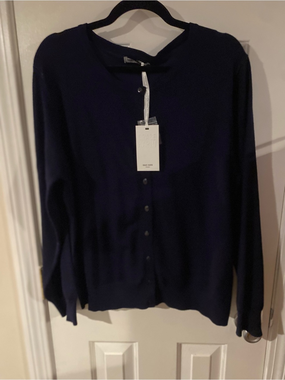 Grace Karin Navy Button-Front Women's Cardigan